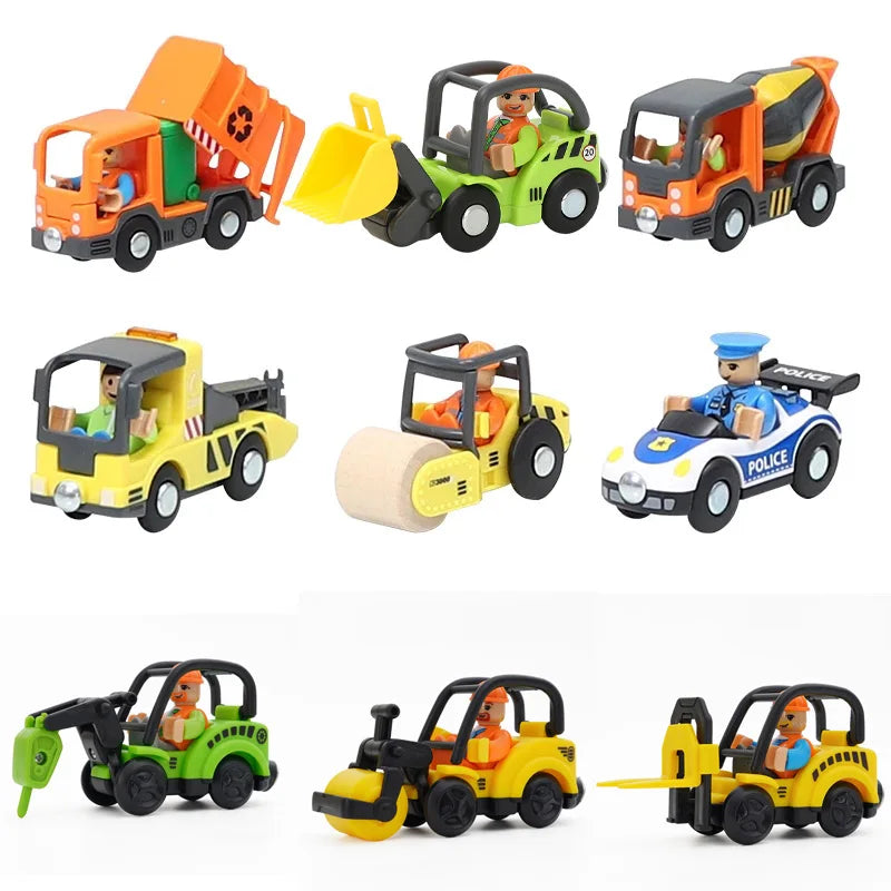 Variety of Optional Rail Car Utility Vehicles Aircraft Compatible with All brands Wooden Tracks Trains Children Car Toy Gifts