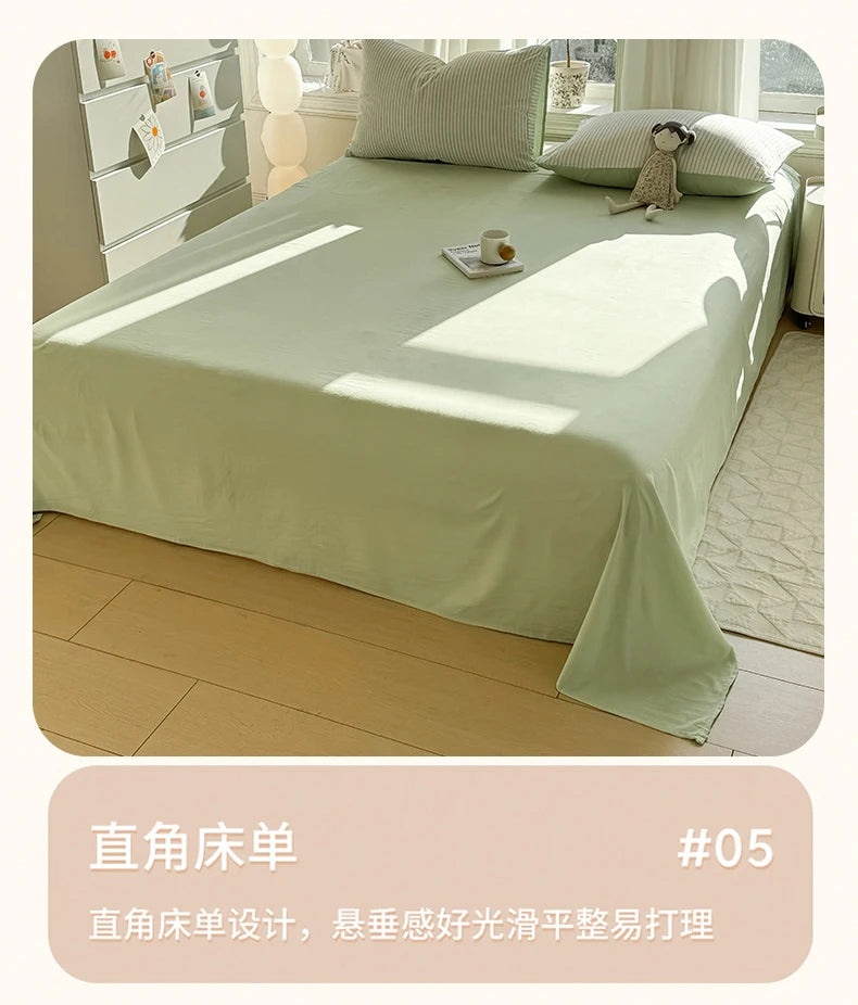 Washed Cotton Duvet Cover Set Quilt Set Ins Nordic Minimalist Style Grey Strip Bed Set Home Textile Bedding Set Bed Sheets 2025