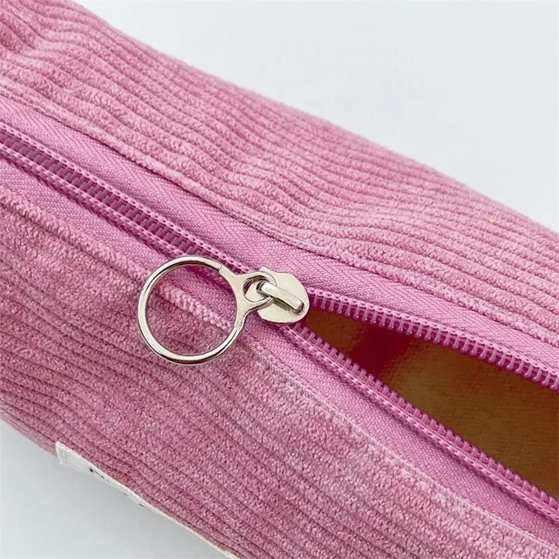 pure Corduroy Pencil Case Travel Cosmetic Lipstick Purse Storage Bag Student School Stationery Organizer Pouch Pencilcase