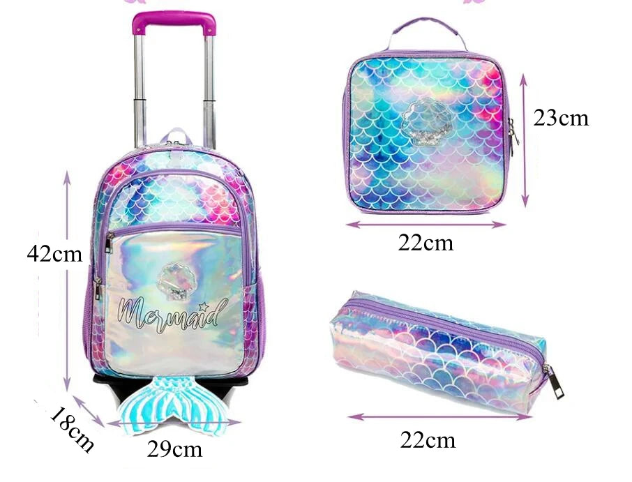 School Wheeled backpack Bag School bag with wheels Trolley Satchel bag Kids School Rolling backpack for girls School Trolley Bag