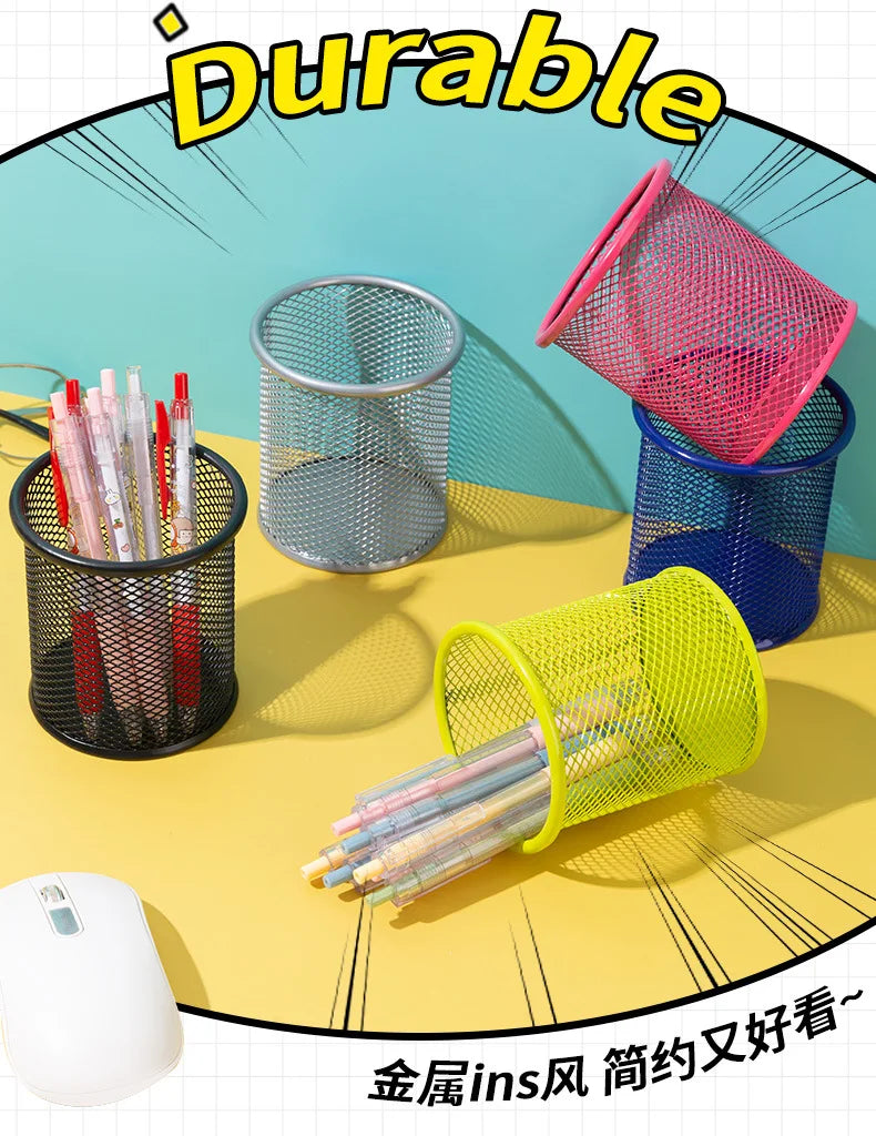 1Pcs New Pencil Holder Office Desk Metal Mesh Square Pen Pot Cup Case Container Organiser Durable Pencil Case