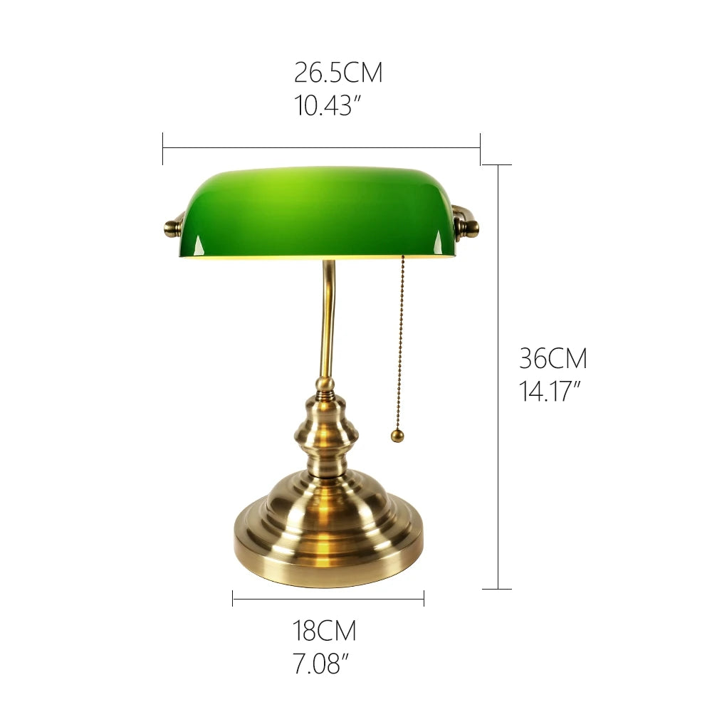 Vintage glass banker‘s lamp zipper switch desk lamp bedroom home stuy restaurant library office light night lamp