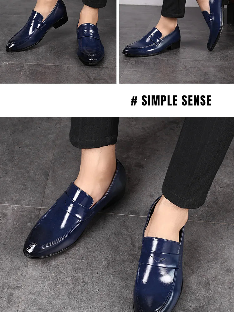 Men's Shoes Loafers Dress Man British Casual Single Leather Small Square Toe Mens Genuine Shoe Formal Black Elegant Good Quality - Belvar