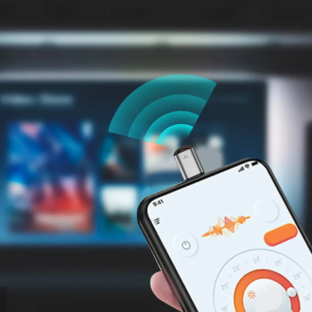 Type-C Smartphone Infrared Transmitter Adapter, Smart App Control for TV and Other Devices with Infrared Remote Functionality