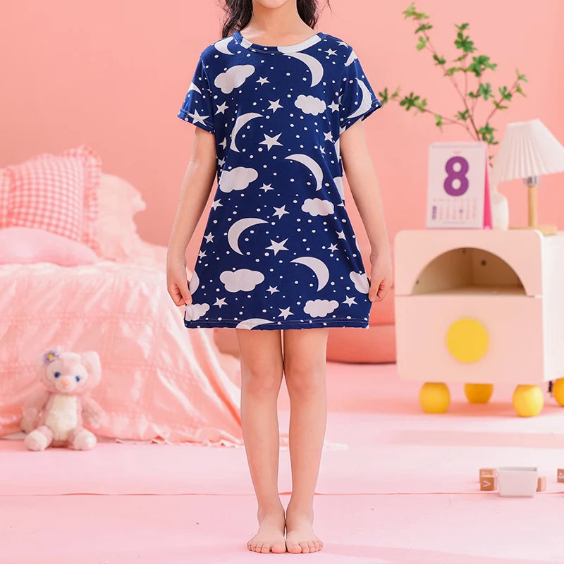 1/2 Piece Summer Children's Dress Girl Sweet And Lovely Casual Fashion Dress Comfortable And Versatile Knee-length Home Dress