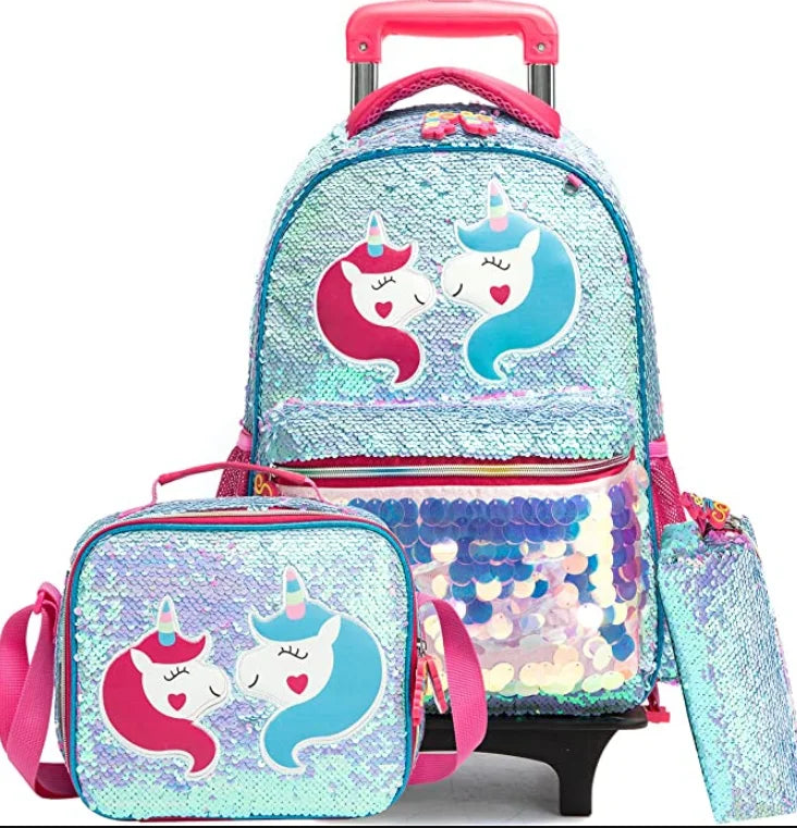 School Wheeled backpack Bag School bag with wheels Trolley Satchel bag Kids School Rolling backpack for girls School Trolley Bag
