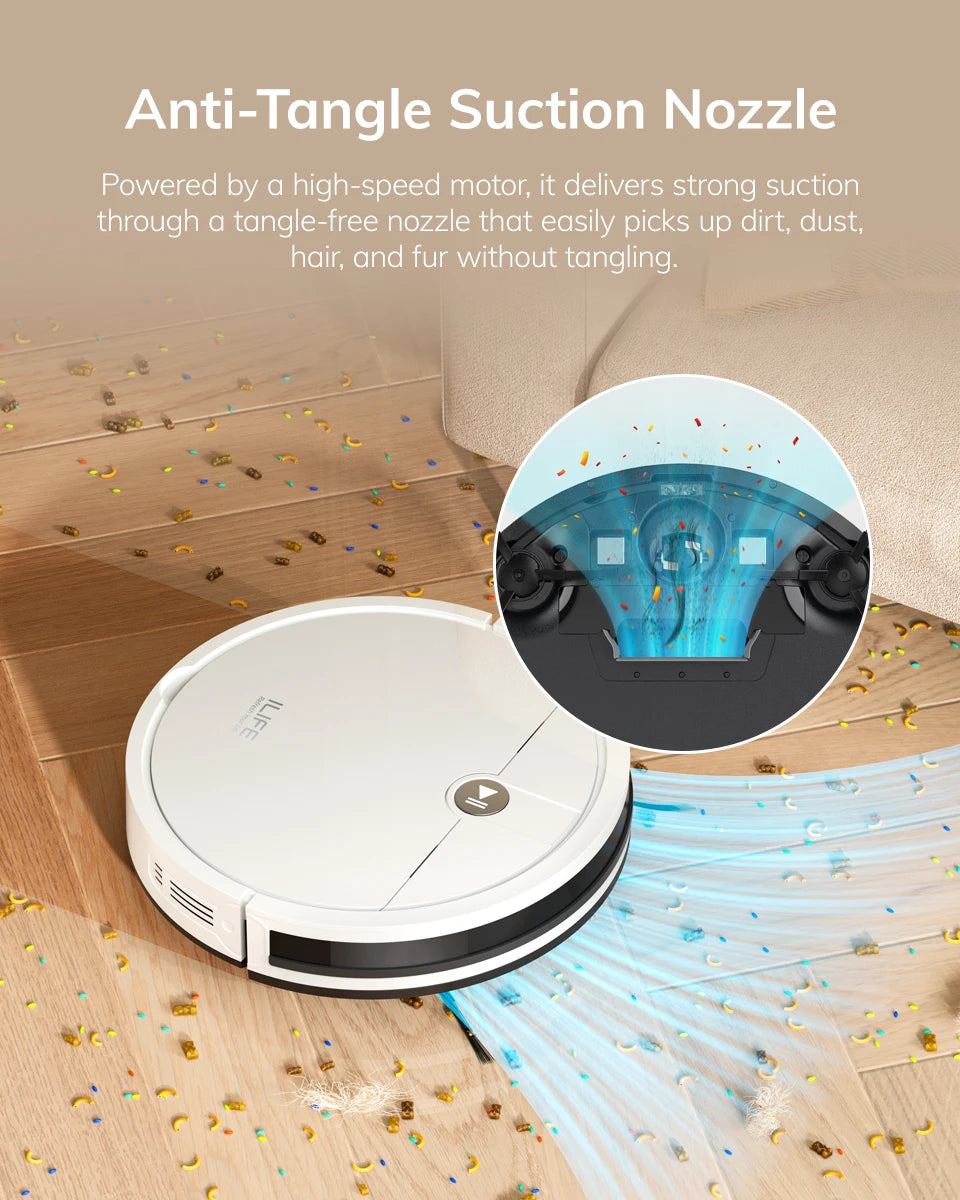 ﻿ ILIFE V2 Robot Vacuum Cleaner, 120 Min Runtime, Self-Charging Robotic Vacuum, Slim, Quiet, Ideal for Pet Hair and Hard Floors