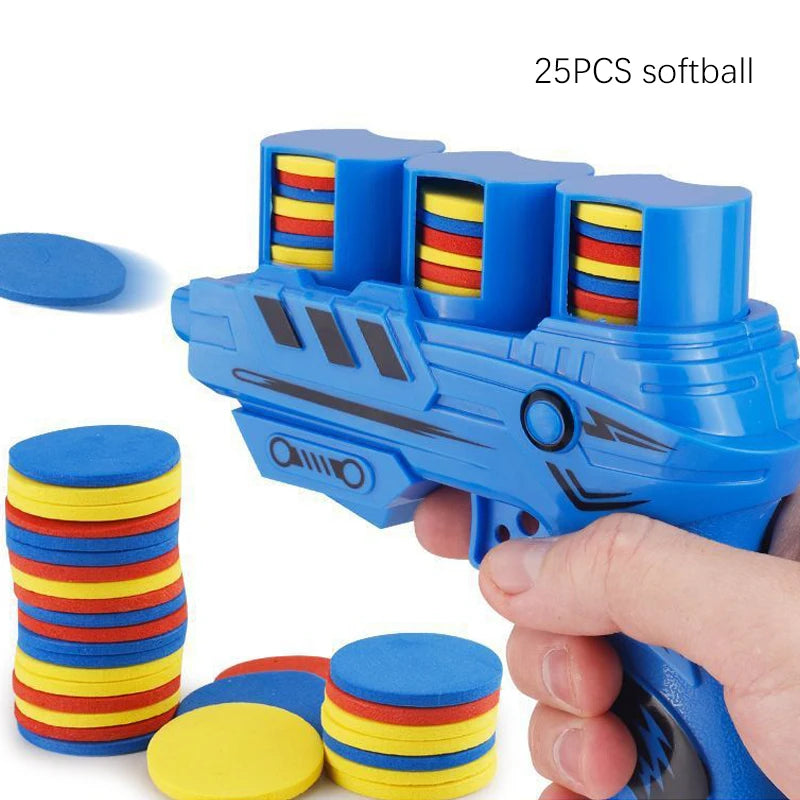 Soft Bullet Toy Gun Children's Flying Gun Toy Safety EVA Soft Bullet Foam Disc Launcher Gun Parent-Child Interaction Games Toys