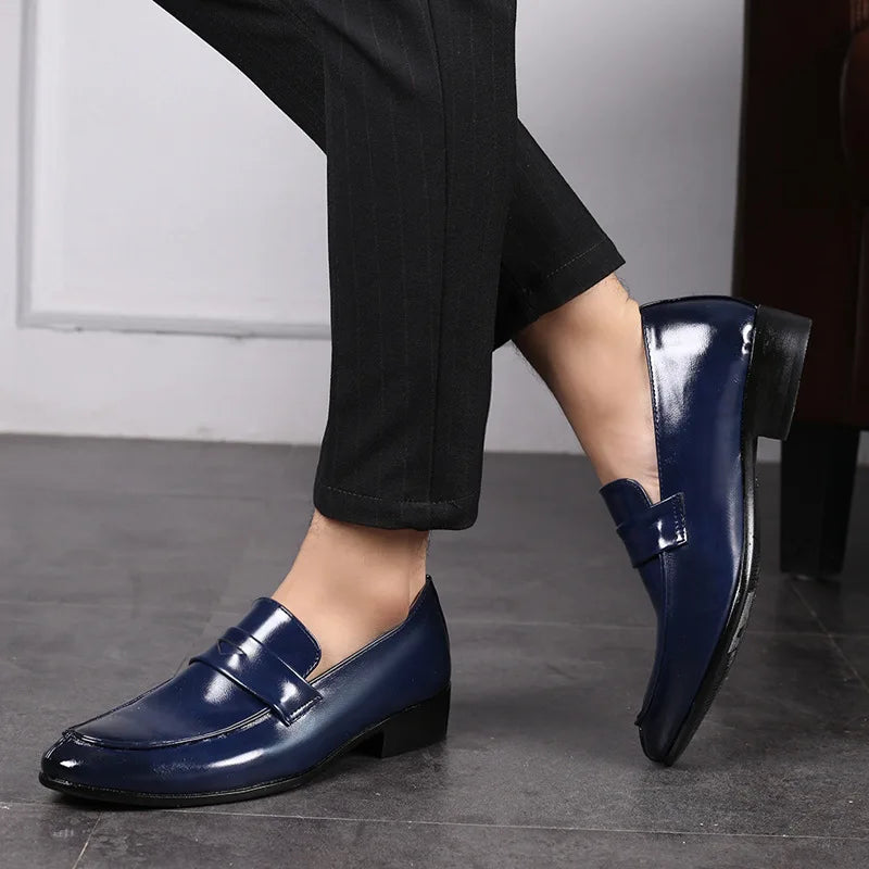 Men's Shoes Loafers Dress Man British Casual Single Leather Small Square Toe Mens Genuine Shoe Formal Black Elegant Good Quality - Belvar