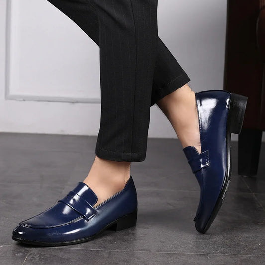 Men's Shoes Loafers Dress Man British Casual Single Leather Small Square Toe Mens Genuine Shoe Formal Black Elegant Good Quality - Belvar