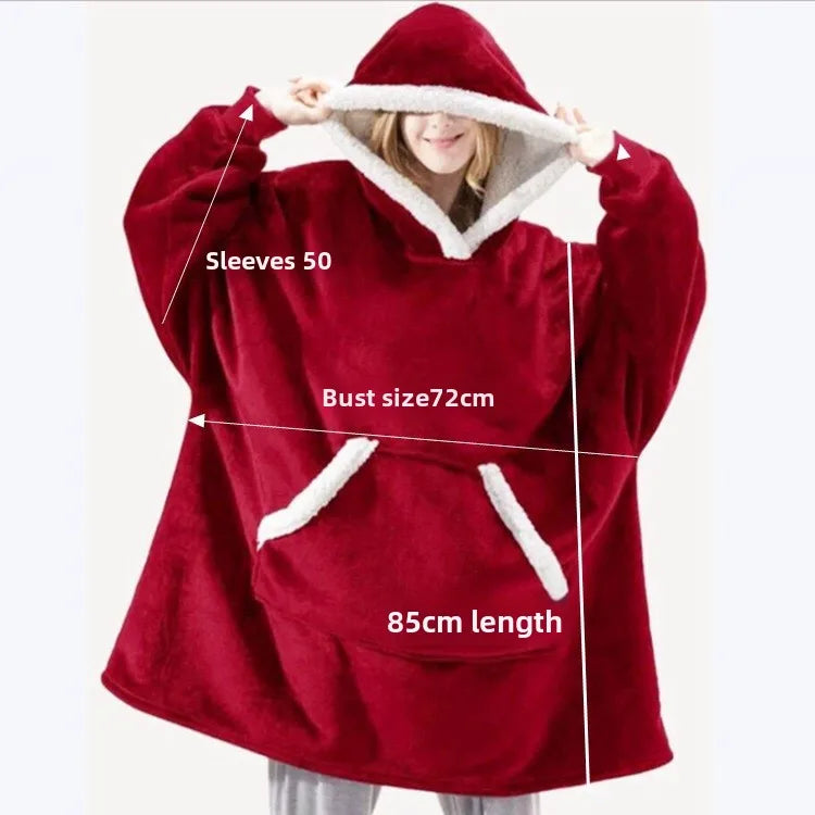 Pullover Fleece Pajamas Women's Padded and Thickened Home Cold-proof Robe Women's Couples Clothing Sweater Fleece Warm Clothes