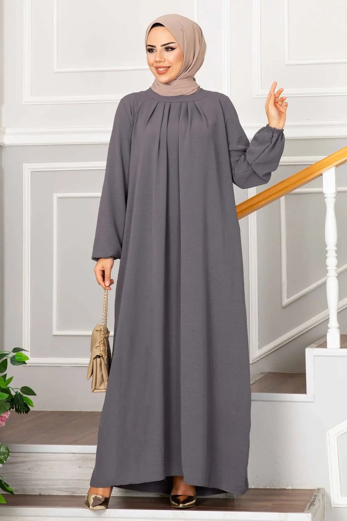 Turkish Muslim Dress Modest Pleated Dresses Abayas for Women Ball Evening Robe Femme Musulmane Dubai Abaya Kaftan Islam Clothing