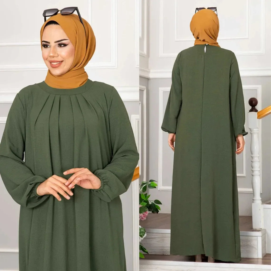 Turkish Muslim Dress Modest Pleated Dresses Abayas for Women Ball Evening Robe Femme Musulmane Dubai Abaya Kaftan Islam Clothing