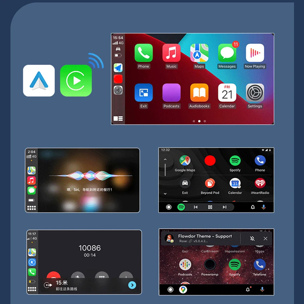 2025 2 in 1 Wireless CarPlay Android Auto Adapter WiFi BT5.0 Smart Dongle Plug&Play Mini Box for Wired CarPlay/Andriod Auto Cars