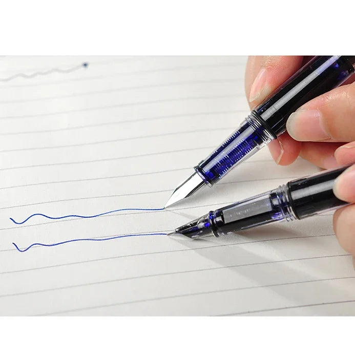 Student Practise Calligraphy Plastic Transparent Fountain Pen F Nib 0.5mm Hooded Nib 0.38mm Color Ink Pens School Supplies