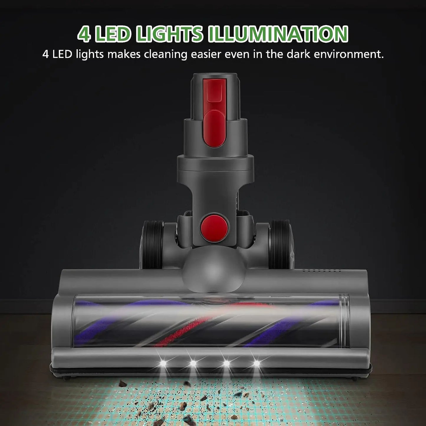 Roller Brush Head Replacement for Dyson V7 V8 V10 V11 V15 Cordless Vacuum Cleaner Quick-Release Motorhead with LED Headlight