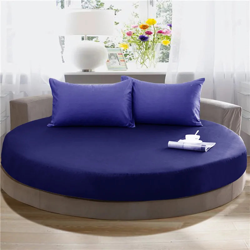 100% Cotton Fitted Sheet Round Hotel Home Extra Soft Round Bed Sheets and Pillowcases Pure Cotton Bedsheet with Elastic Straps