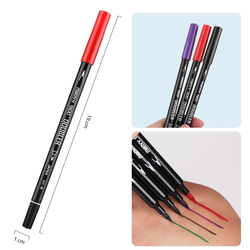 1pcs Double-Headed Eyebrow Oil Ink Tattoo Skin Marker Piercing Marking Pen Tattoo Supply For Waterproof Permanent Makeup Pen