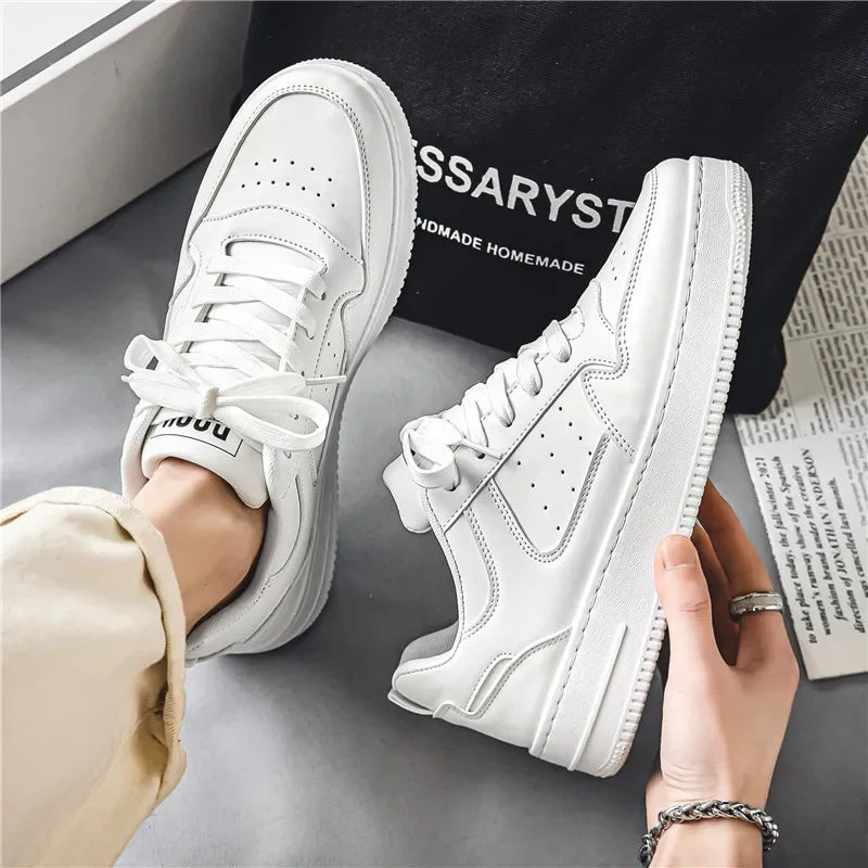 Men's Shoes Comfortable Classic Sports White Fashion Trend Simple and Versatile Casual Outdoor Breathable Walking Flat Shoes - Belvar