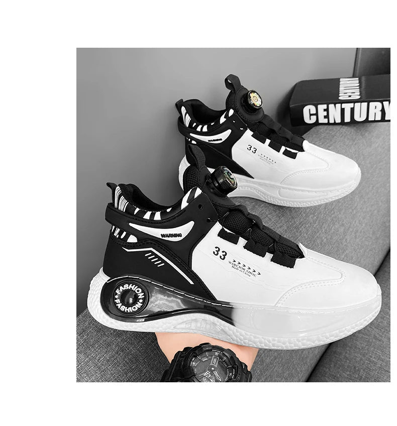 Mens Sneakers with Rotating Buckle Comfy Non Slip Lace up Durable Shoes for Mens Outdoor Activities - Belvar