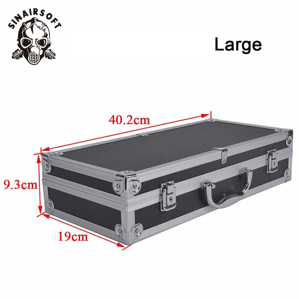 SINAIRSOFT Tactical Aluminum Hardcase Pistol Box Gun Bag Case Padded Foam Toolbox Weapons Suitcase Hunting Airsoft Glock Ipsc