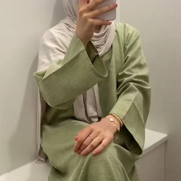 2025 Ramadan Eid Djellaba Plain Modest Muslim Dress Dubai Abaya Turkey Kaftan Kebaya Arabic Robe Women Islam Jalabiya Vestidos