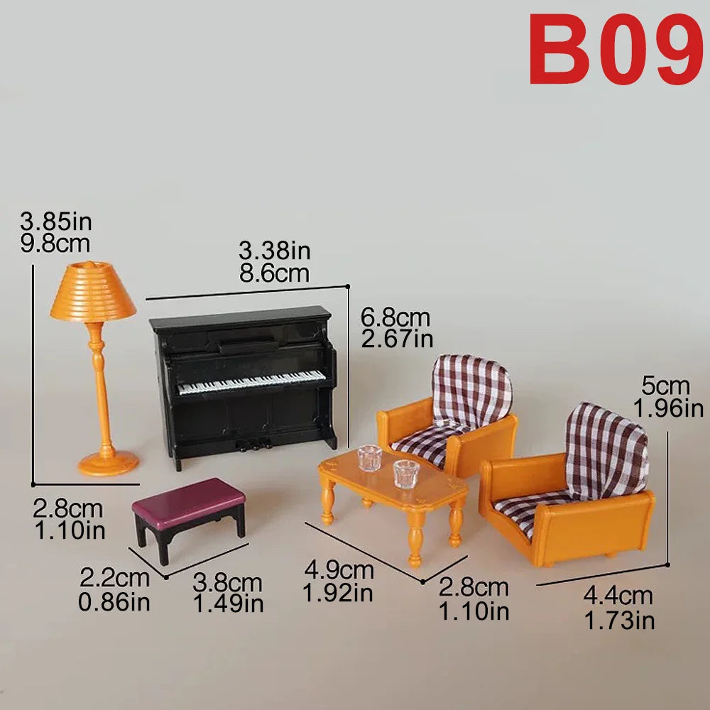 1:12Dollhouse Miniature Furniture Toys Set DIY Forest Family Kids Girls Pretend Play Furniture Toys Gift for Christmas Birthday