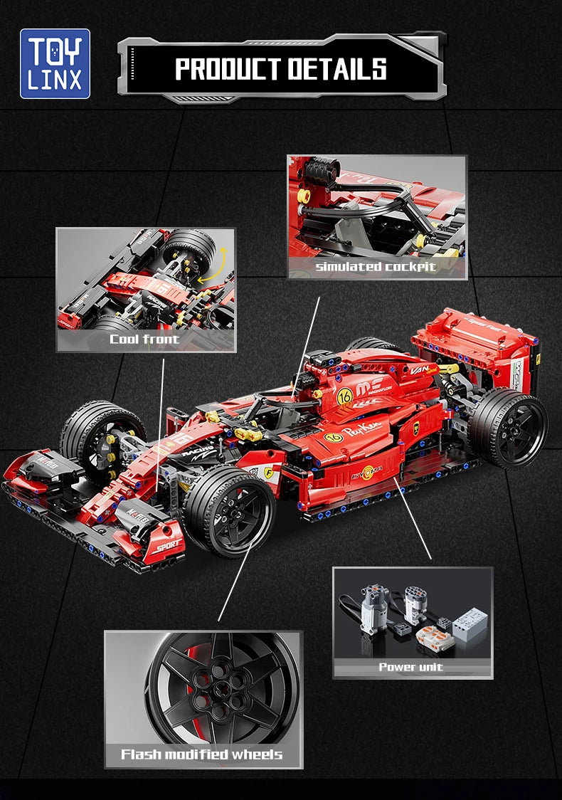 ToylinX F1 RC Race Cars Building Sets MOC Remote Control Building Blocks Car Cool Collectible Model Car Kits Toys Christmas Gift