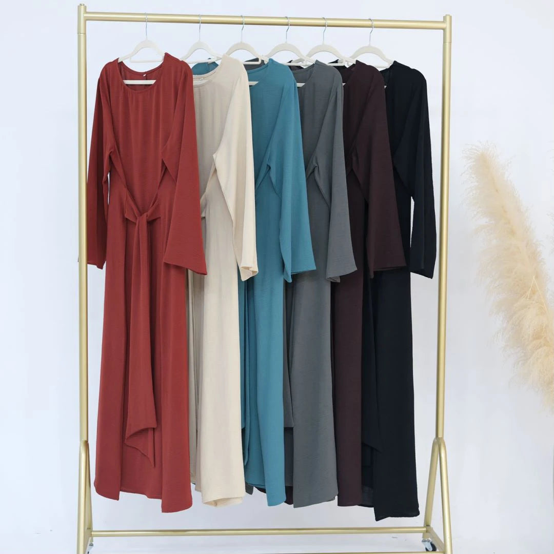Uni Elegant Ramadan Muslim Modest Dress For Women Eid Arabic Turkey Kaftan Dresses femme Plain Abaya Dubai Islamic Clothing
