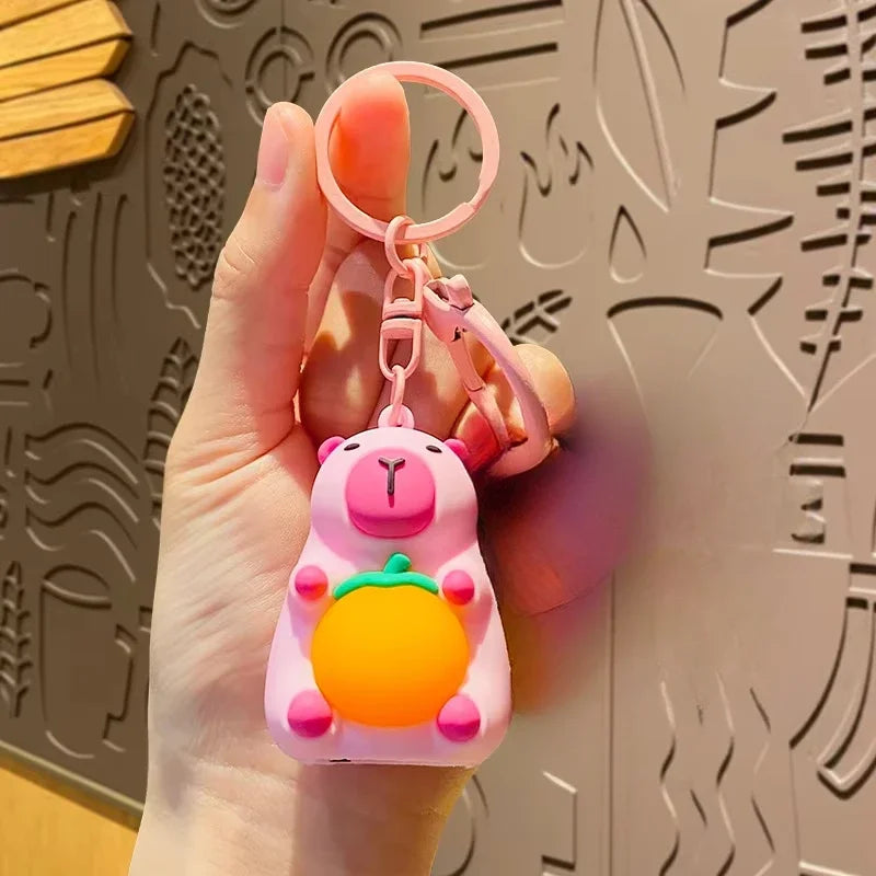 Simulation Capibara Anime Lighting In The Dark Toy Kawaii Cute Mini Doll Warm Light Keyring Creative Luminous Capybara Keychain