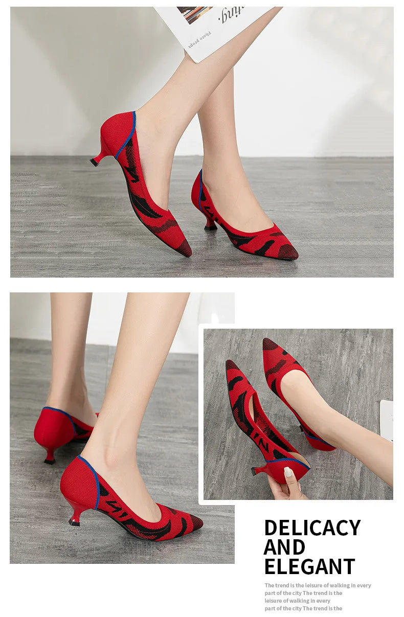 Women's high heels shoes  2025 new spring  / autumn / fashion beautiful breathable sweat absorbing comfortable shallow mouth p - Belvar