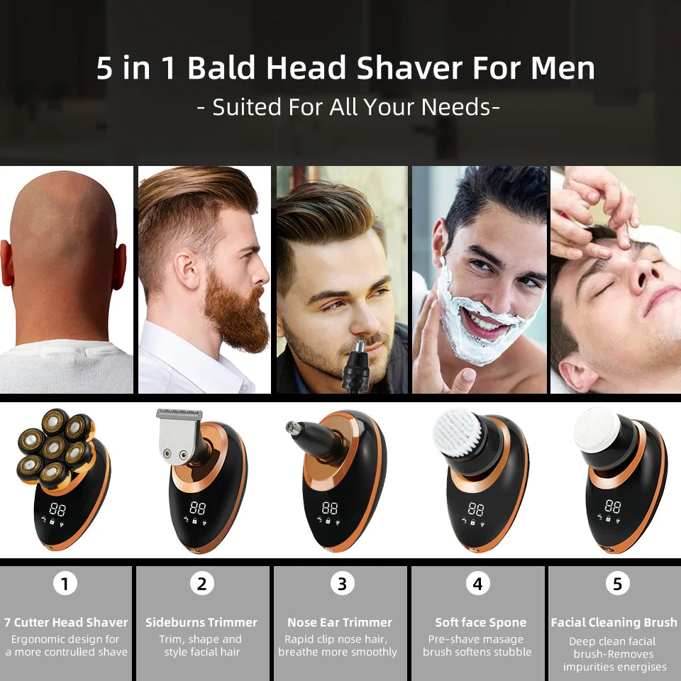 2025 7-Head Electric Shaver USB Dharging Stainless Steel Blades Men's Quick Shaving Beard Trimmer Hair Trimmer As A Gift For Men