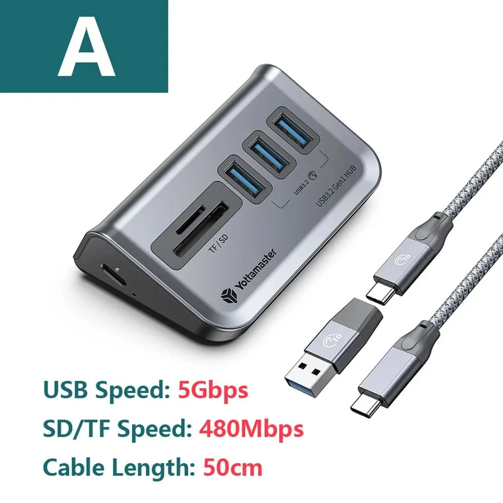 Yottamaster 4in1 Type-C USB-A Multi-fonction USB HUB to 10Gbps USB 3.1 Adapter USB Docking Station for WIndows MAC USB Splitter
