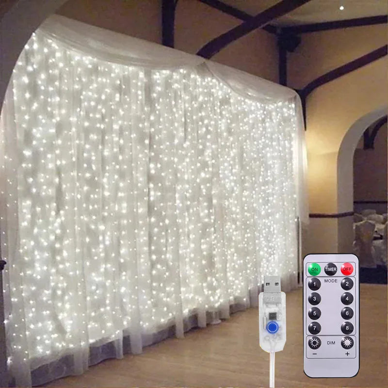 3M 300 LED Curtain String Light Garland Party Backdrop Adult Kids Birthday Wedding Decoration Bachelorette Anniversary Supplies