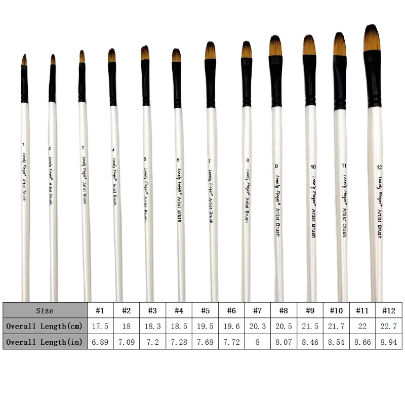 12 Pcs/set Nylon Hair Wooden Handle Watercolor Paint Brush Pen Set Learning DIY Oil Acrylic Painting Art Paint Brushes Supplies