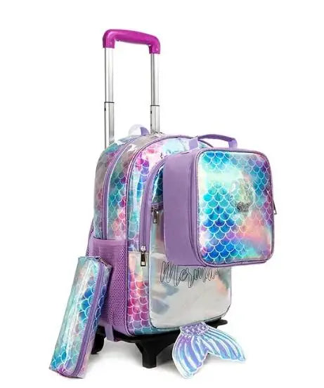 School Wheeled backpack Bag School bag with wheels Trolley Satchel bag Kids School Rolling backpack for girls School Trolley Bag