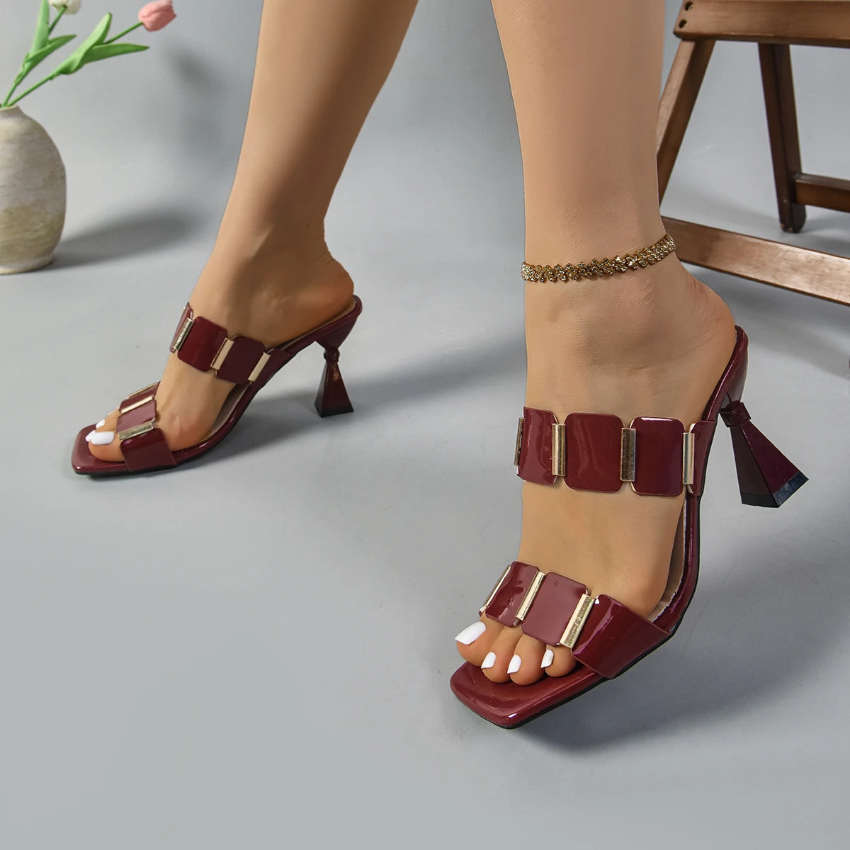 Shoes for Women 2025 Women Fashion Spring Summer High Heel Sandals Lady Sexy Comfortable Female Cute PU Sandals Women Shoes
