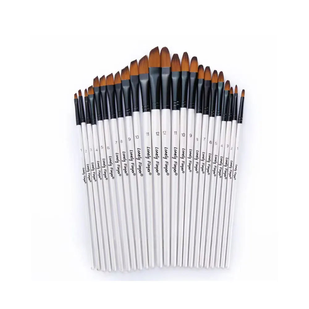 12 Pcs/set Nylon Hair Wooden Handle Watercolor Paint Brush Pen Set Learning DIY Oil Acrylic Painting Art Paint Brushes Supplies