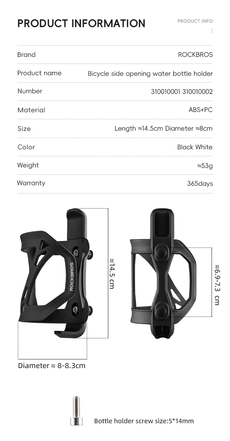 ROCKBROS Water Bottle Cage MTB Mountain Bike Bottle Holder Cycling Drink Cup Ultralight ABS+PC For Road Cycling Accessories