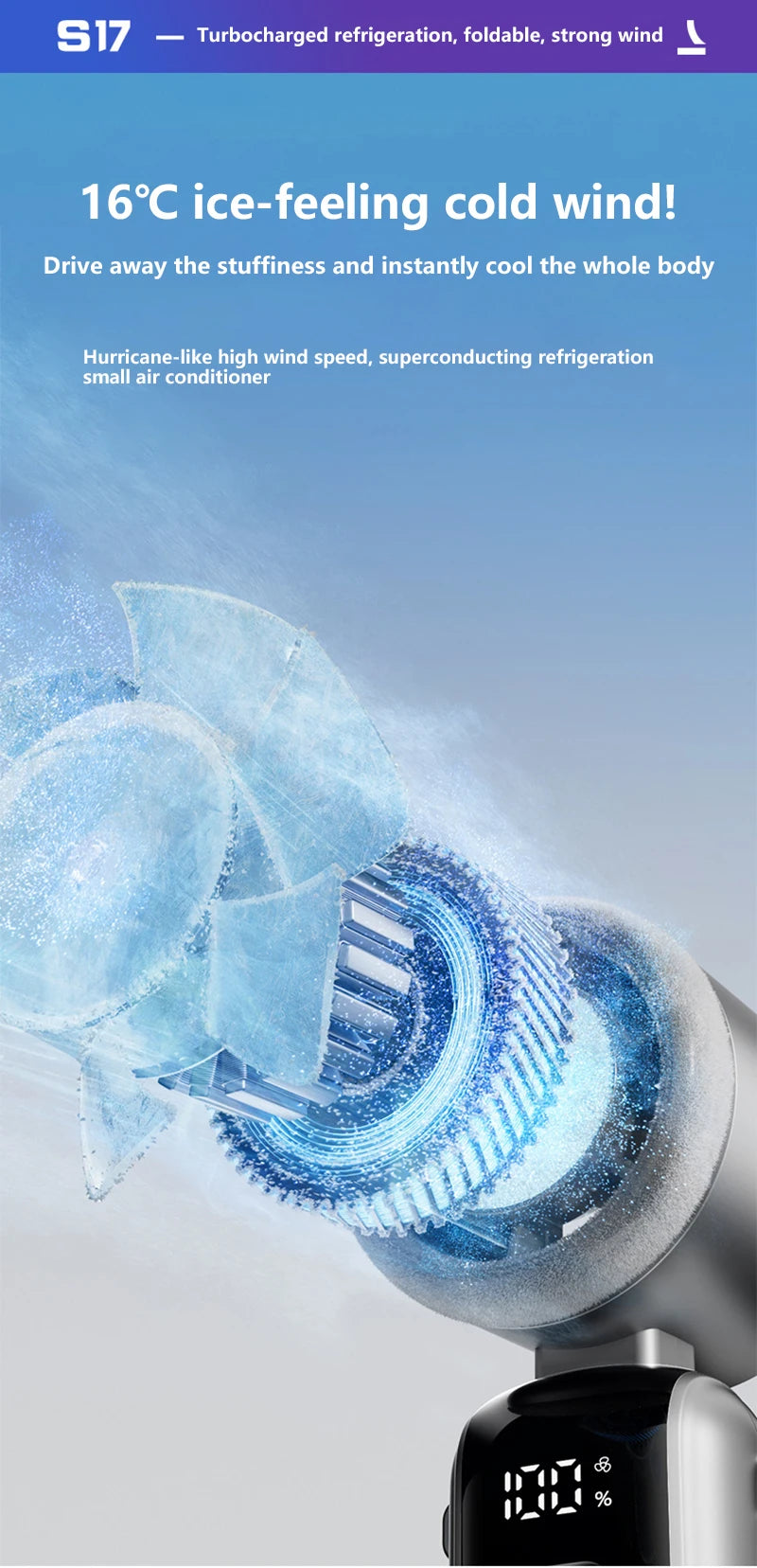 Xiaomi Refrigeration Handheld Electric Fan High-speed Violent Turbo Fan Folding Neck Hanging Ice Pack Small Fan Office Outdoor