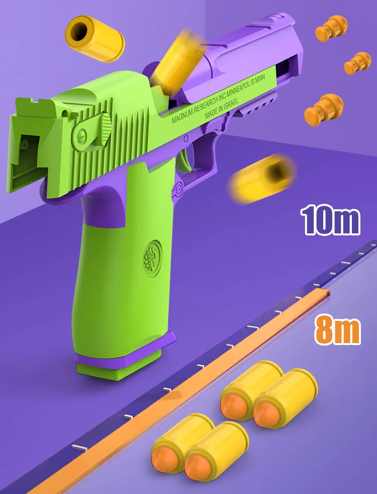Stress Relief Simulation Model Gun Continuous Throwing Hanging Revolver Launcher Toy Gun Outdoor Play Entertainment Kids Gift