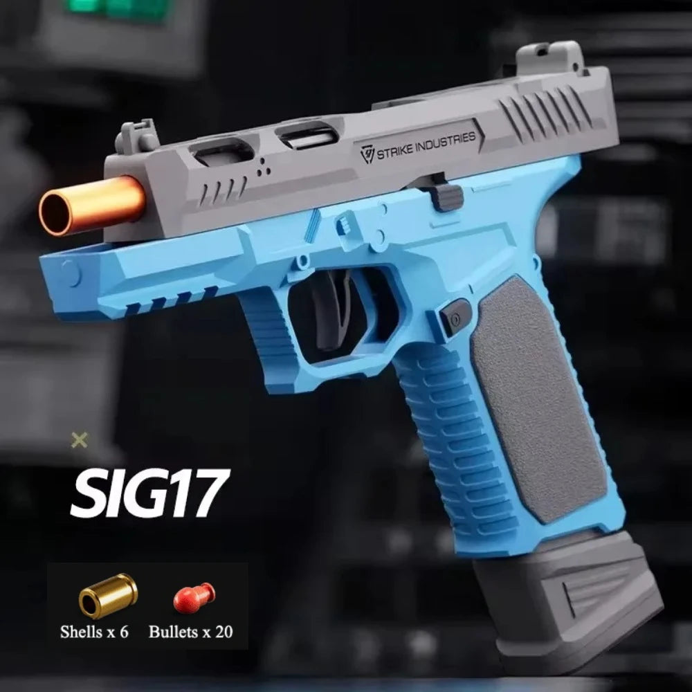 Soft Bullet Airsoft Sig17 Throwing Shell Toy Gun Outdoor Sports CS Game Empty Hanging Weapon Pistol for Kids Boys Birthday Gift