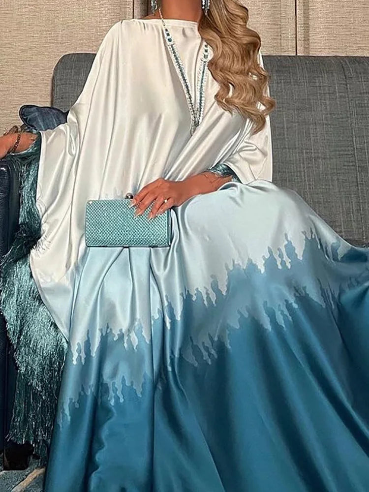 Ramadan Eid Batwing Sleeve Abaya Dubai Luxury 2024 Muslim Maxi Dress Loose Patchwork O Neck Abayas For Women Robe Tassel Vestido
