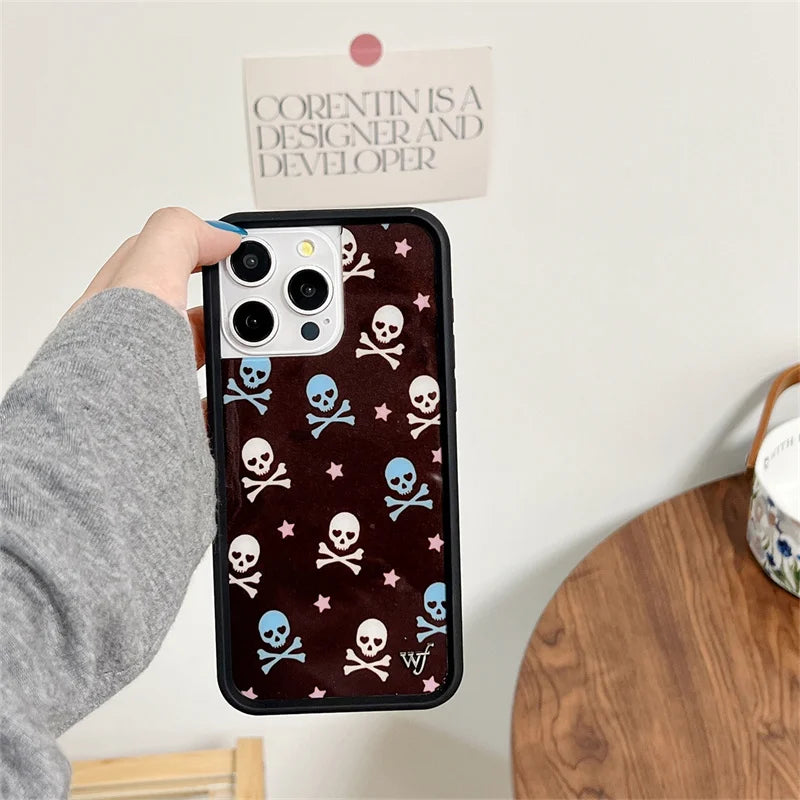 Wildflower wf Wild Flower Bones ice skates Phone Case for iPhone 15 14 13 12 16 Pro Max Plus 16pro 3D WF Metal Cover Funda