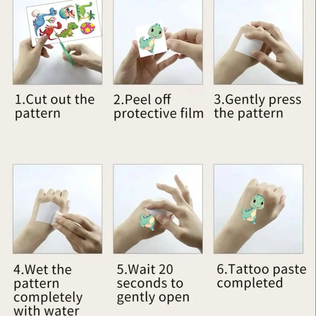 10 Sheets Dinosaurs Tattoo Sticker Temporary Fake Tattoo Arm Hands Body Waterdichte Tatouages Pour Kids Toy Gift