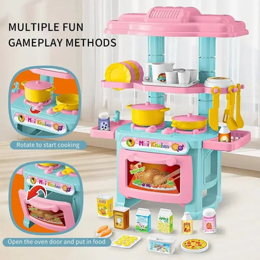 Mini Kitchen Counter Play Set DIY Simulated Cooking Food Tableware Play House Role Play Pretend Game Toy Gift Kid Boy Children - Belvar