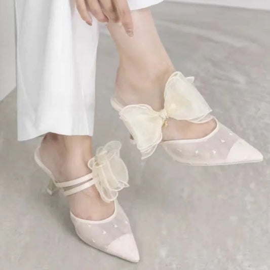 Ladies Shoes 2025 New Summer Closed Toe Women's Slippers Fashion Outdoor Best Seller Dress Hot Sale Mesh Elegant High Heels - Belvar