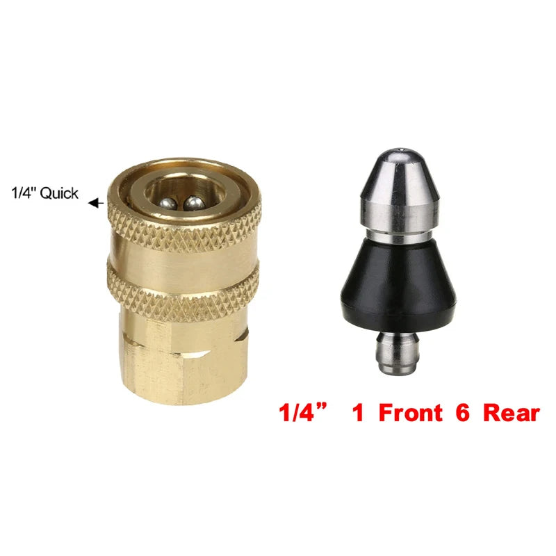 Sewer Cleaning Tool Pipe Unclogger Nozzle 1/4 Quick Connector Pressure Washer Sewer Jetter Nozzle for Drain Jetting Hose 5000PSI