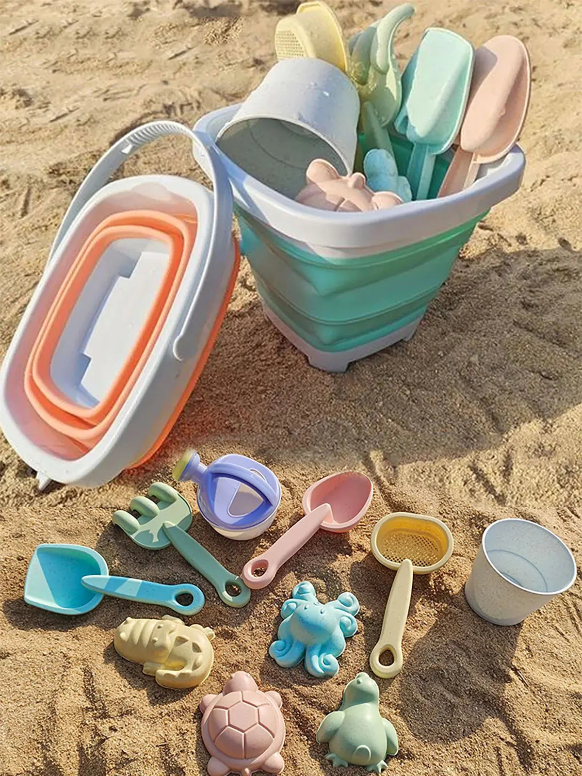 11/5/1 PCS Beach Sand Play Water Set Folding Bucket Summer Toys for Children Kids Outdoor Game Sandbox Accessories Color Random
