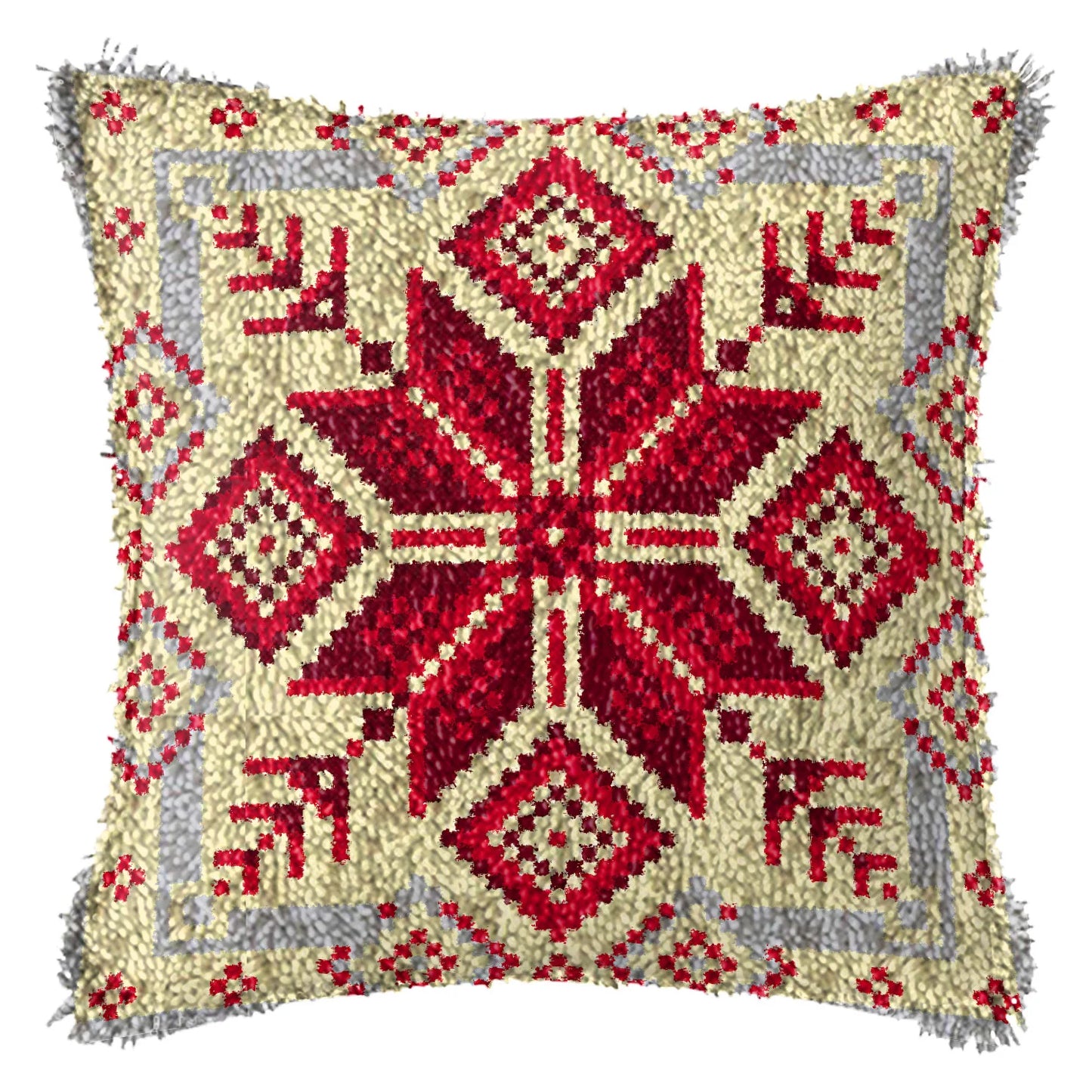 Smyrna Flower Latch Hook Kit Mats Cushion Pillow DIY Crafts Simple Cushion Embroidery Latch Hook Rug Needlework Button Packages